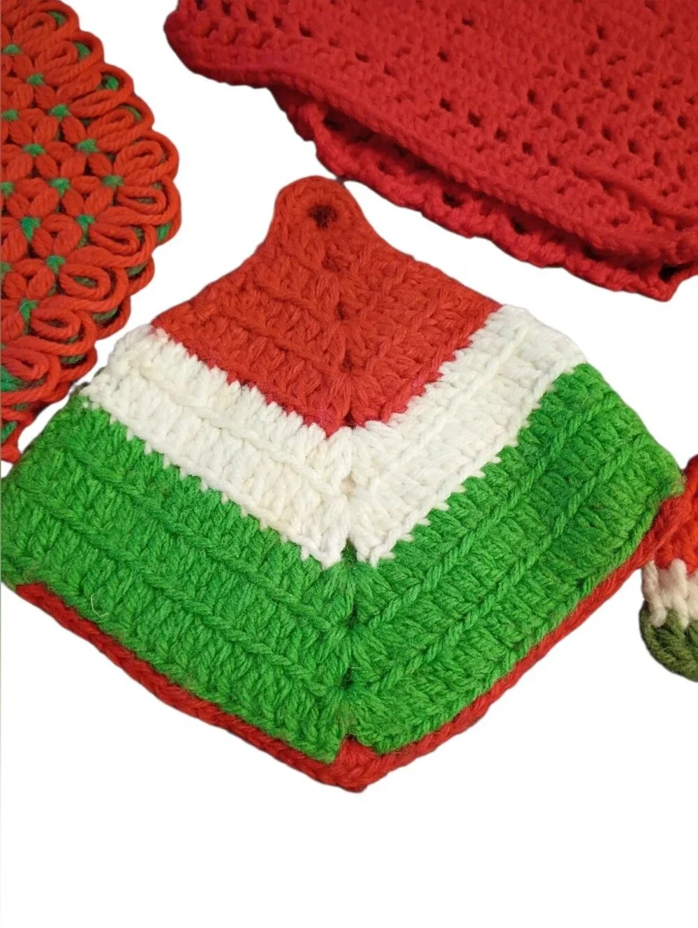 6 Piece Vintage Crochet Hot Plate Watermelon Set